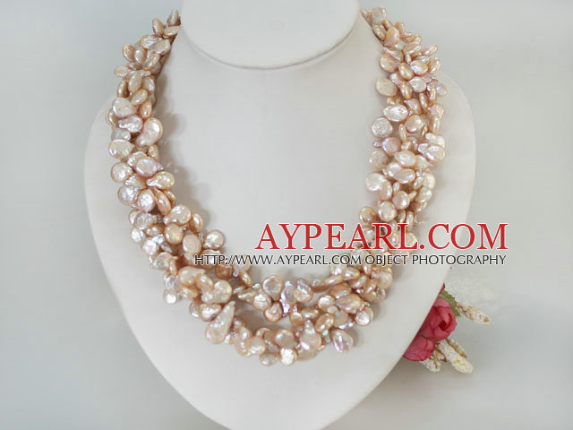 multi strand button pearl necklace