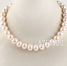 good luster 16.5 inches 12-13mm natural white color round pearl necklace