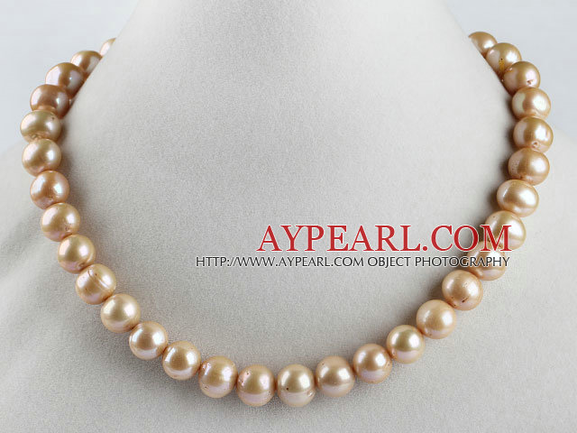 admirably 15.7 inches 11-13mm gold color round pearl necklace