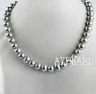 flashy 15.7 inches 11-13mm gray round pearl necklace