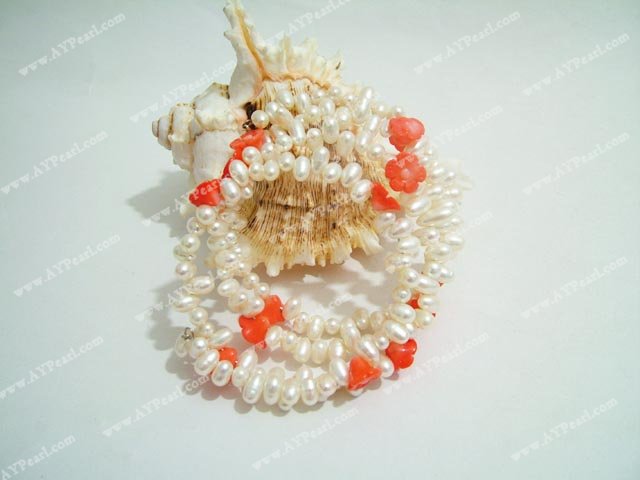 Pearl Coral Flower Bracelet