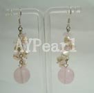 Wholesale Gemstone Earrings-Rose Quartz Pearl Earring