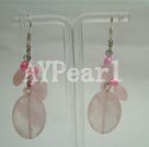 Wholesale Gemstone Jewelry-Rose quartz and pearl earring