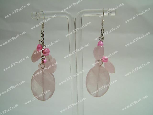 Rose quartz and pearl earring