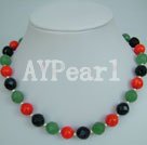 Wholesale Gemstone Necklace-3-color stone necklace