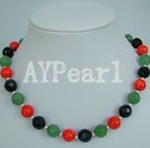 Wholesale Gemstone Jewelry-3-color stone necklace