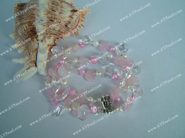 pearl crystal Rose quartz bracelet