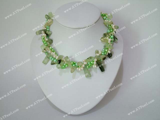 pearl Green rutilated quartz necklace