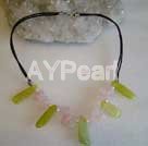Rose quartz Lemon jade necklace