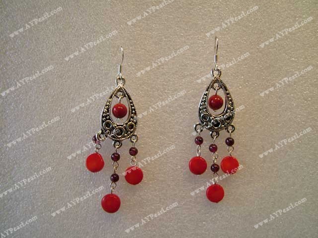 garnet coral earring