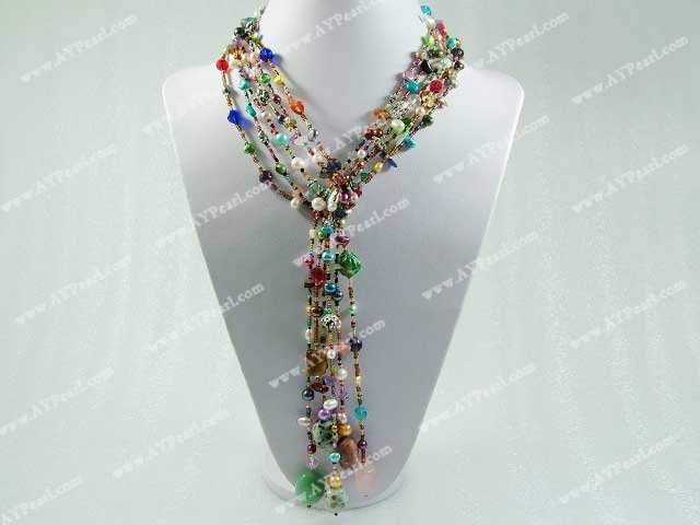 crystal pearl gem necklace