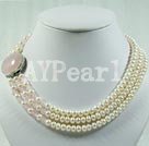 rose quartz pearl necklace