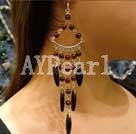 Wholesale Gemstone Earrings-garnet black agate earrings