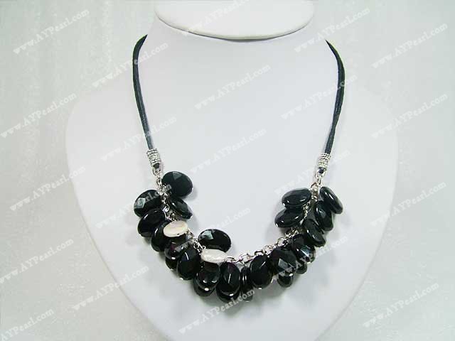 black agate pearl necklace