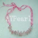 Wholesale Austrian crystal Rose quartz necklace