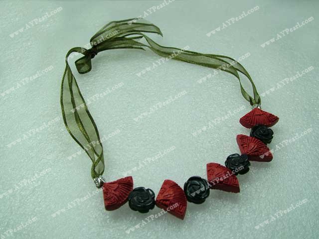 Cinnabar agate necklace