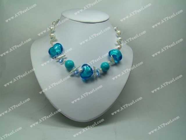 Austrian crystal pearl coloured glaze necklace