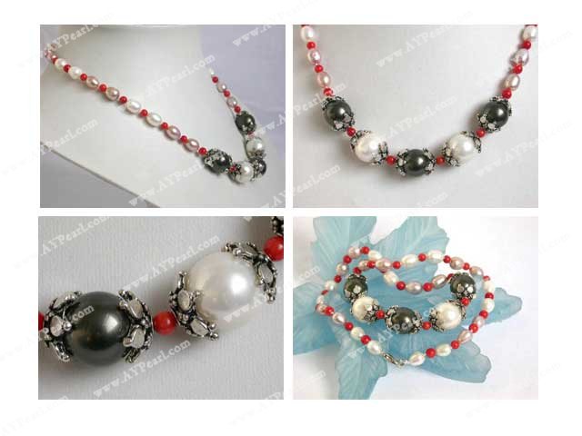 pearl coral Seashell beads necklace