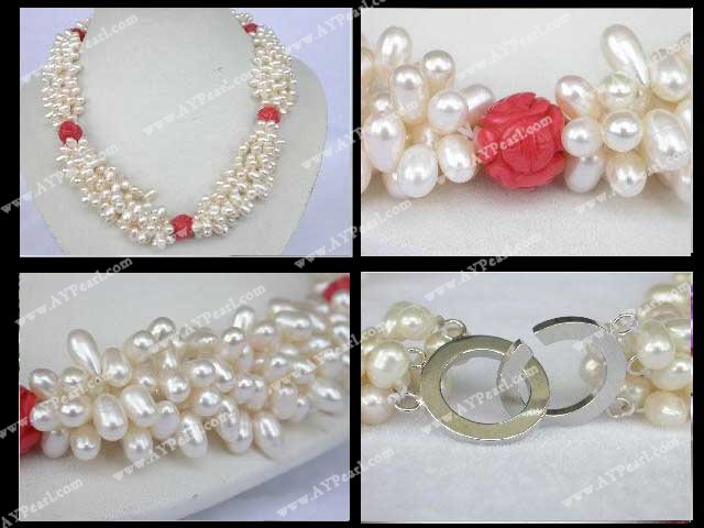 pearl coral-flower necklace