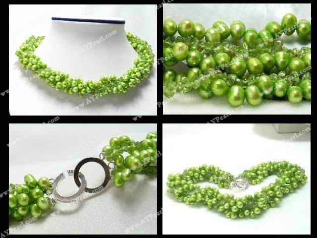 Collier de perles olivine