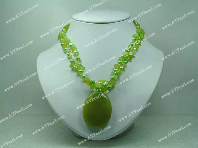 Wholesale Pearl Jewelry-Yellow jade dyed pearl necklace