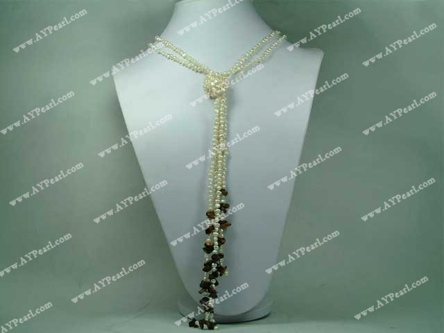 Tiger eye pearl necklace