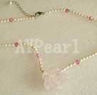 Pearl rose collier de quartz