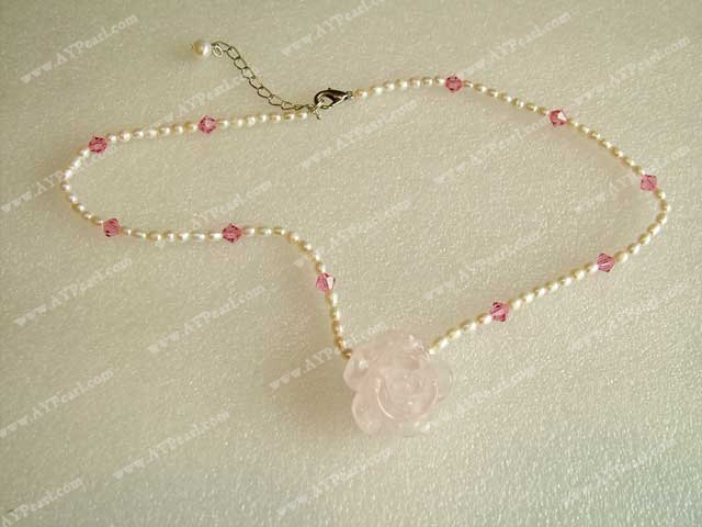 Pearl rose collier de quartz