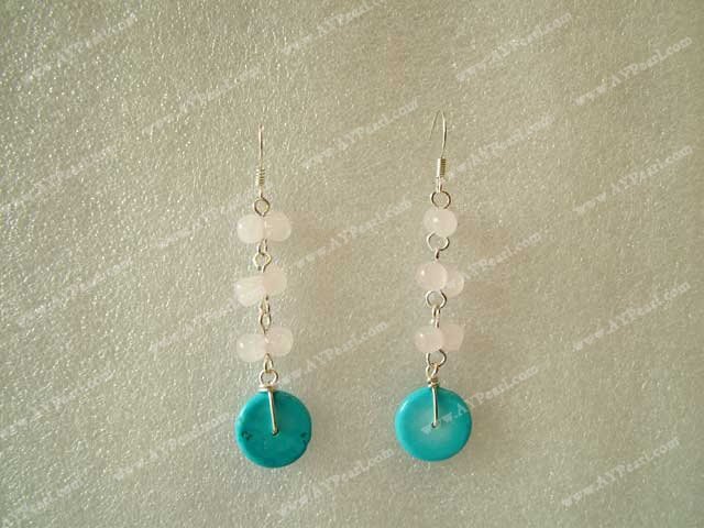 turquoise rose quartz earring