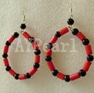 Wholesale earring-coral garnet earring