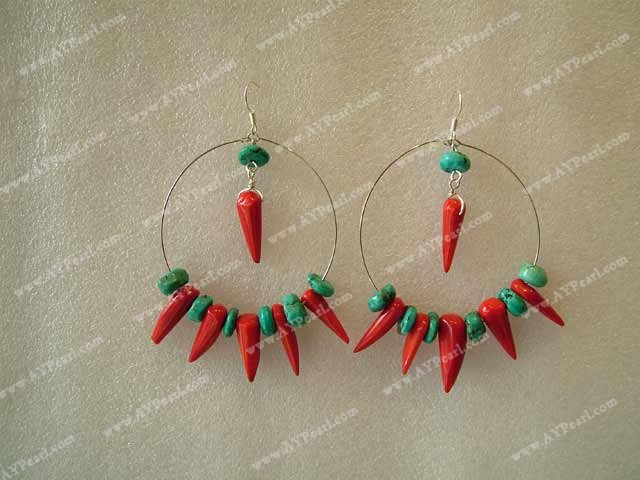 Turquoise coral earring