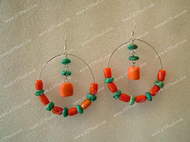 Turquoise coral earring