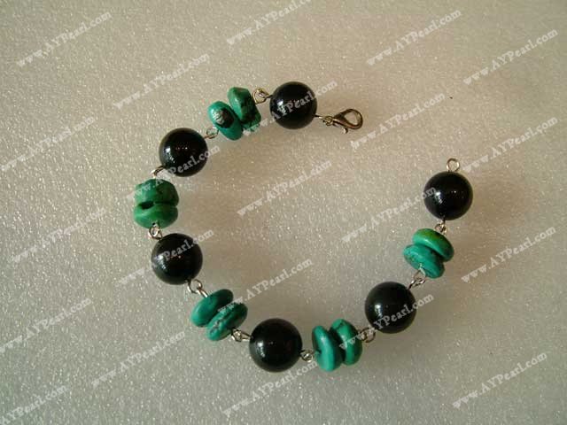 black agate Turquoise bracelet musta akaatti Turkoosi rannekoru