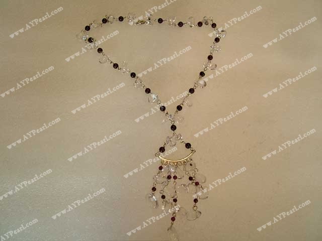 white crystal garnet necklace