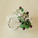 Wholesale ring jewelry-aventurine jade white crystal finger ring