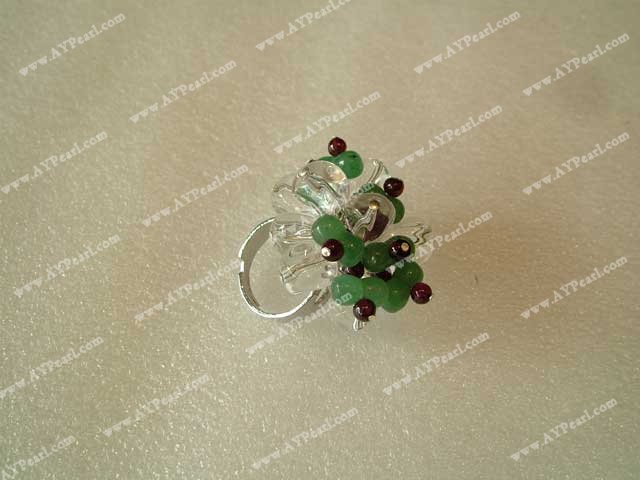 Aventurin jade vita kristaller finger ring