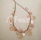 Rose quartz  necklace Collier quartz rose