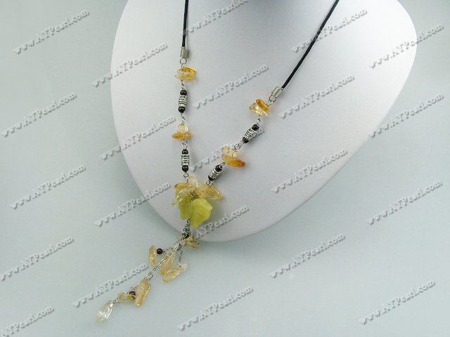 Yellow jade citrine necklace