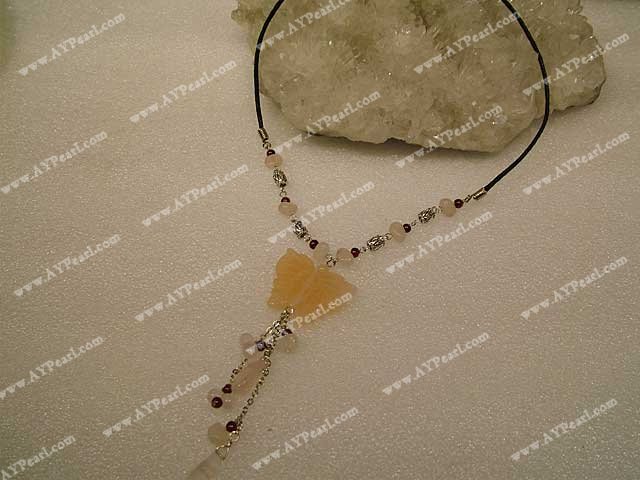 Yellow jade Rose quartz necklace