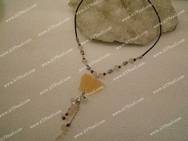 Quartz jaune collier de jade Rose