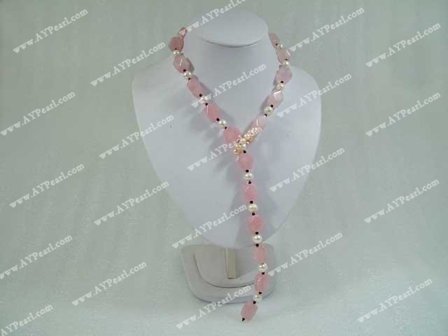 rose quartz pearl necklace