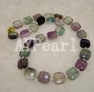 Rainbow fluorite pearl necklace