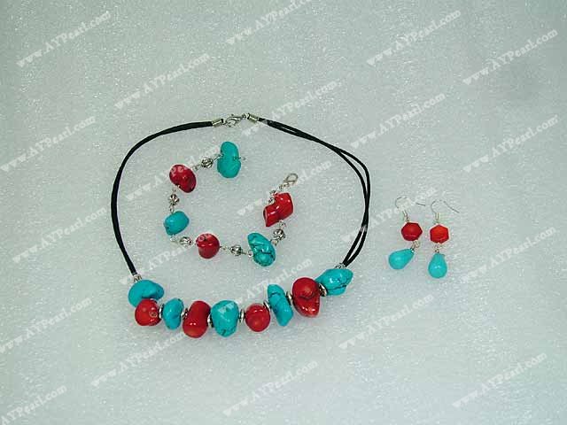 Wholesale Turquoise Jewelry-turquoise coral sets