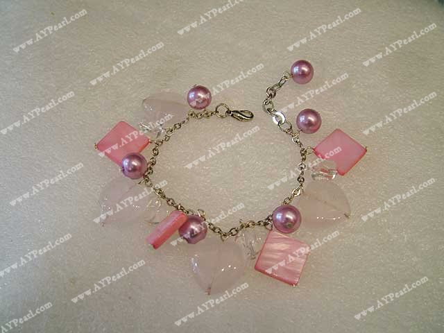 rose quartz shell bracelet