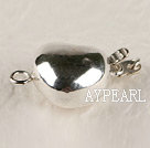 heart shape 925 silver clasp,Silver White,8*14mm