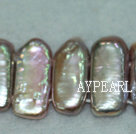 Aluminum chain freshwater pearl beads,Pink Purple,5*9*20mm