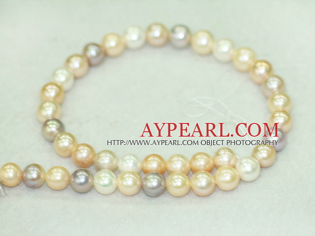 Freshwater pearl beads, multi-color,11-12mm round. A grade. Sold per 15.7-inch strand.