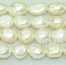 Freshwater pearl beads, white, 8-9mm baroque. Sold per 15-inch strand.