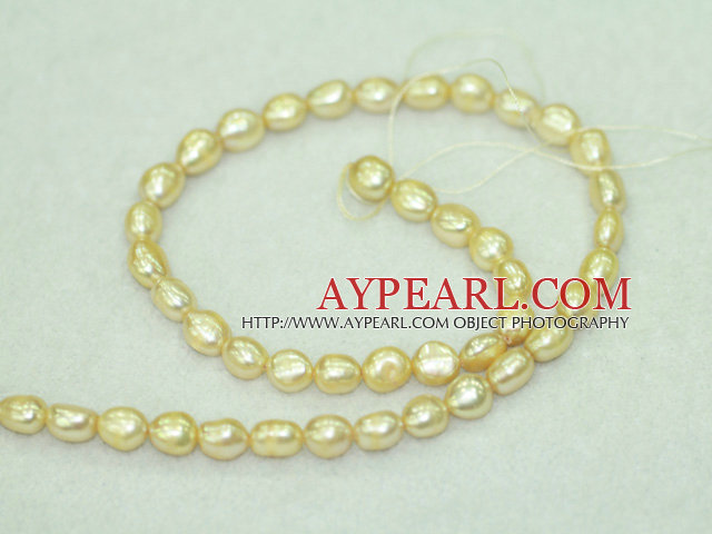 Freshwater pearl beads, dyed light yellow, 8-9mm baroque. Sold per 15-inch strand.