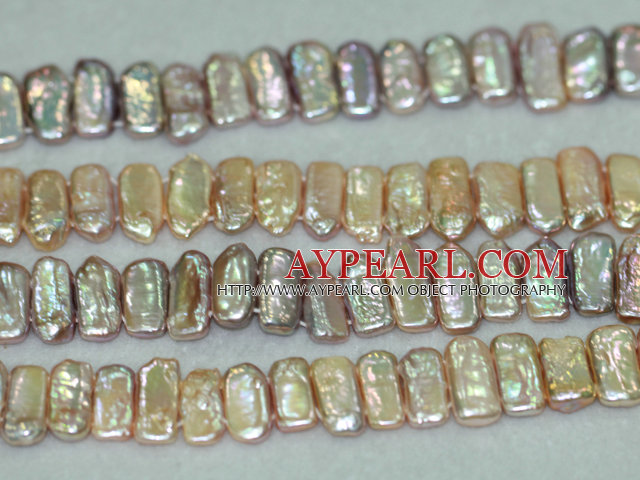 Freshwater pearl beads, white, 5*9*20mm band. Sold per 15.7-inch strand.